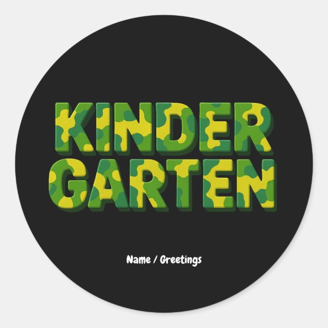 Retro Kindergarten Boys Teacher Camouflage Funny Classic Round Sticker (Front)