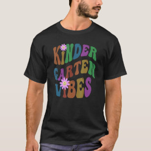 Retro KINDERGARTEN VIBES Teacher Peace Love Kinder T-Shirt