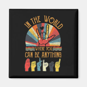 Retro Kindness Autism Awareness Month Asl Vintage Magnet