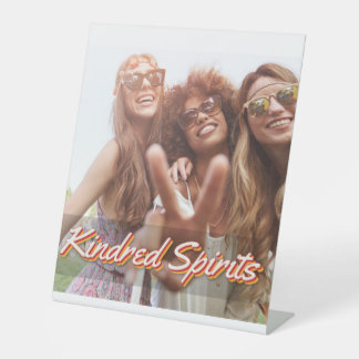 Retro Kindred Spirits Friendship Photo Block Pedestal Sign
