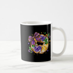 Retro King Cake Coquette Bow Beads Happy Mardi Gra Coffee Mug