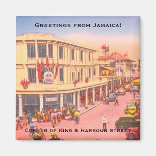 Retro Kingston, Jamaica (King & Harbour Street) Magnet