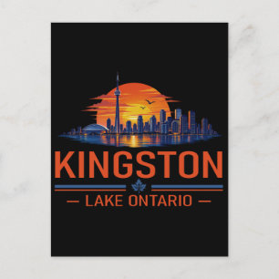Retro Kingston Lake Ontario Sunset Art Postcard