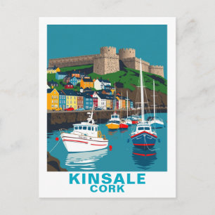 Retro Kinsale Cork Ireland Irish Coastal Village Postcard