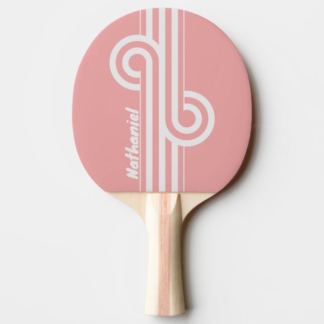 Retro Kiss Dual Stripe Loop with Name Ping Pong Paddle (Back)