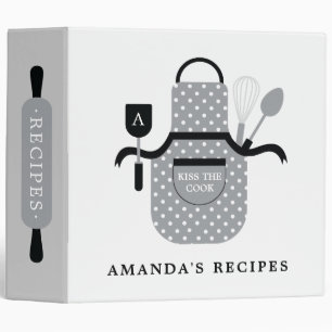 Retro Kiss the Cook Apron Bridal Shower Recipe Binder