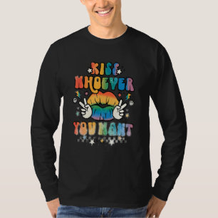 Retro Kiss Whoever You Want Lgbt Pride Month Rainb T-Shirt