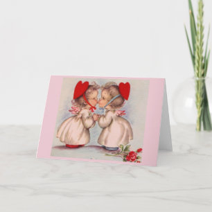 Retro Kissing Angels Valentine's Day Note Card
