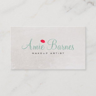 Retro Kissing Lips Makeup Artist Shimmery White Business Card