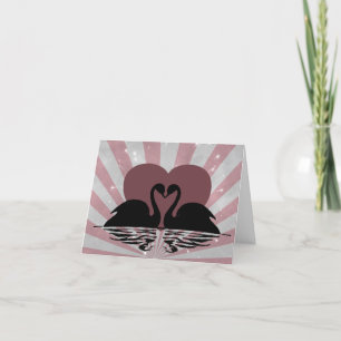Retro Kissing Swans Thank You Card