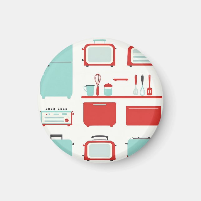 Retro Kitchen Appliances Pattern Magnet (Front)