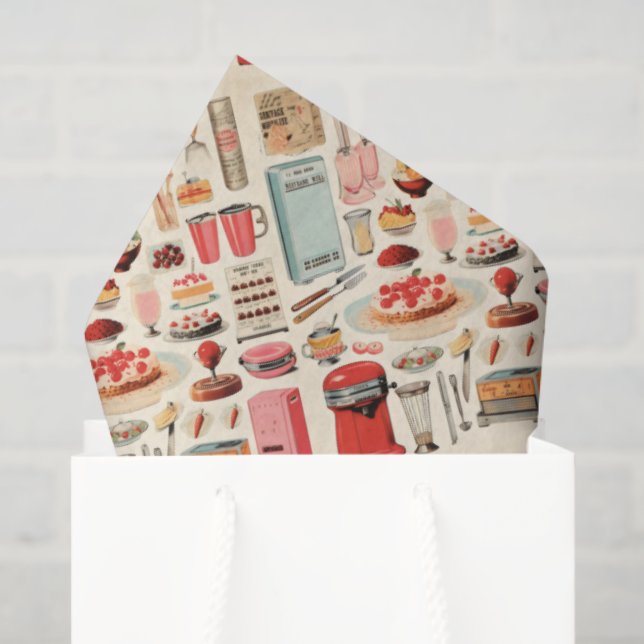 Retro Kitchen Cakes and Tools Tissue Paper (Gift Bag)