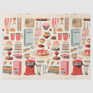 Retro Kitchen Cakes and Tools Tissue Paper