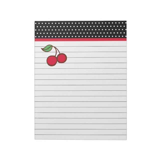 Retro Kitchen Cherry Grocery List Notepad Gift (Rotated)