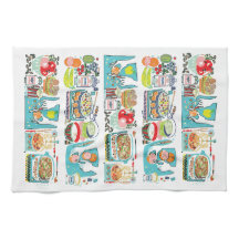 Retro Kitchen Cook Book Illustration Aqua