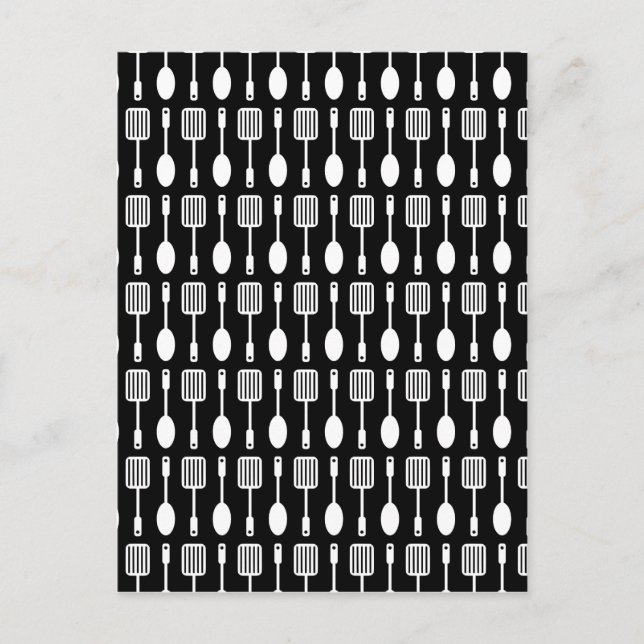 Retro Kitchen Cooking Utensils Pattern Postcard (Front)