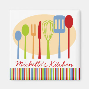 Retro Kitchen Cooking Utensils Personalized Magnet