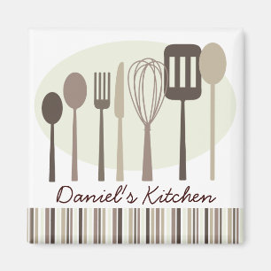 Retro Kitchen Cooking Utensils Personalized Magnet