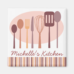 Retro Kitchen Cooking Utensils Personalized Magnet