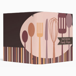 Retro Kitchen Cooking Utensils Recipe Binder