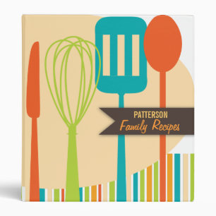 Retro Kitchen Cooking Utensils Recipe Binder
