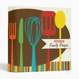 Retro Kitchen Cooking Utensils Recipe Binder