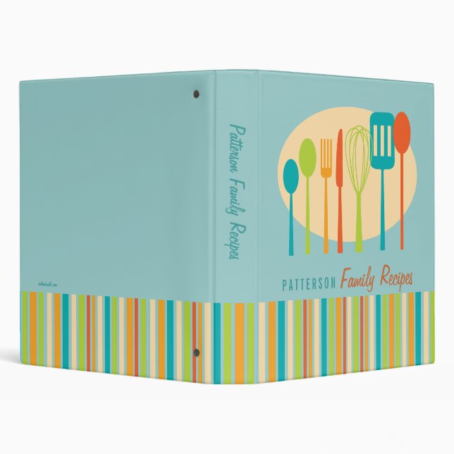 Retro Kitchen Cooking Utensils Recipe Binder (Background)