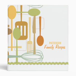 Retro Kitchen Cooking Utensils Recipe Binder