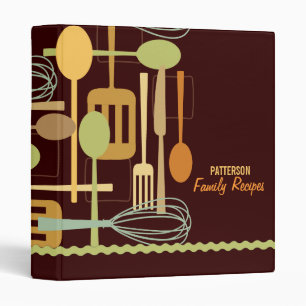 Retro Kitchen Cooking Utensils Recipe Binder