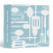 Retro Kitchen Cooking Utensils Recipe Binder Blue