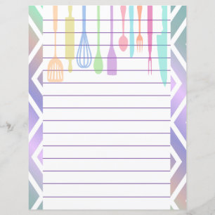 Retro Kitchen Cooking Utensils Zigzag Chevron