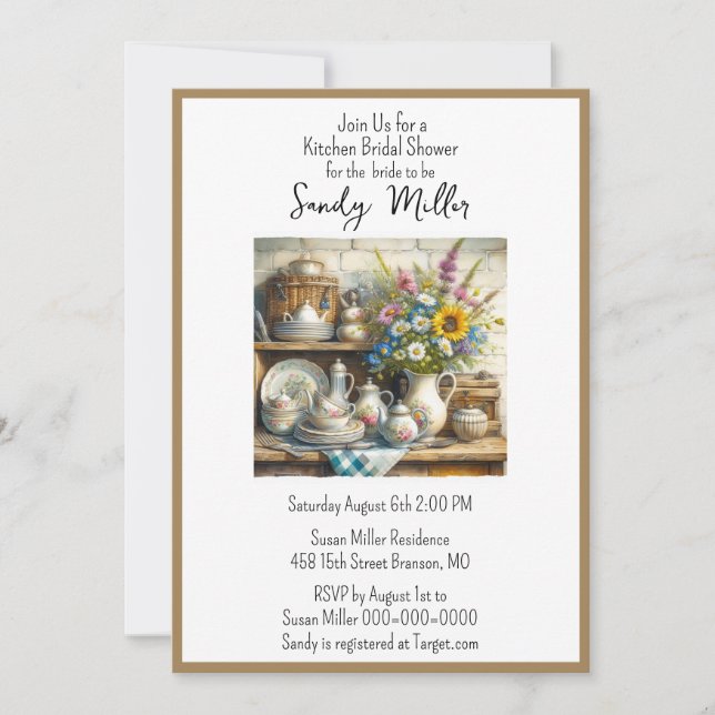 Retro Kitchen Dishes Bridal Shower Invitation (Front)