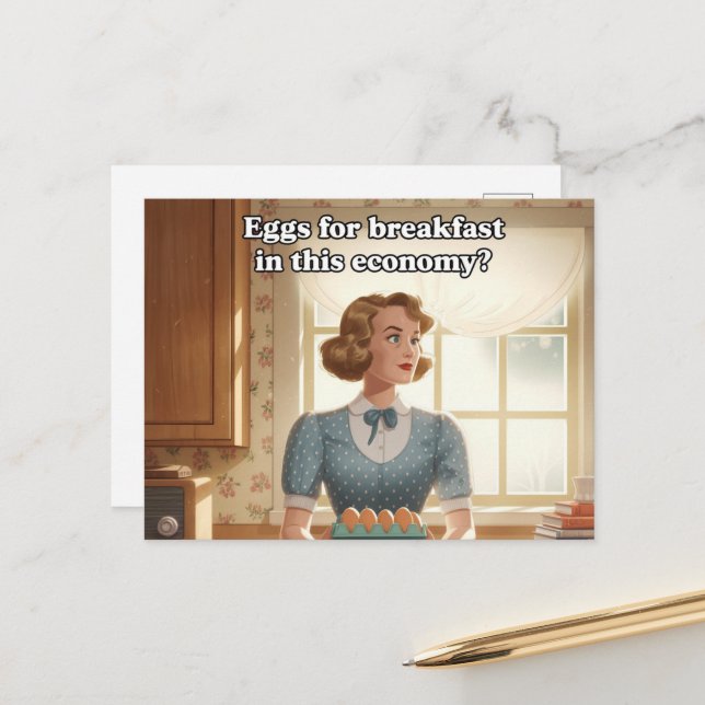 Retro Kitchen Eggs For Breakfast in this economy  Postcard (Front/Back In Situ)
