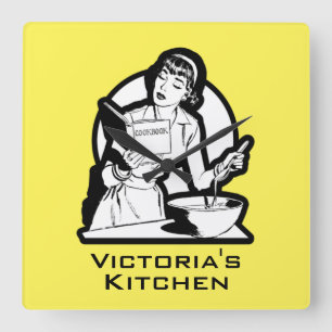 Retro Kitchen PERSONALIZED NAME Acrylic Wall Clock