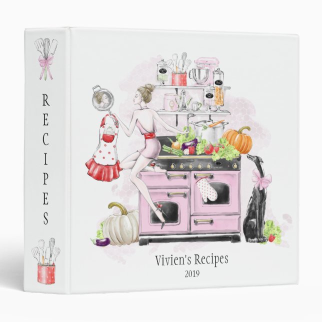 Retro Kitchen Recipe Bridal Shower Gift Binder (Front/Spine)