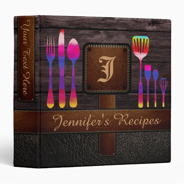 Retro Kitchen Recipe Leather Look Binder (Front/Spine)
