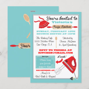 Retro Kitchen Recipe Luncheon Invitations