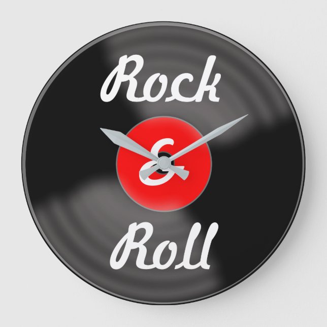 Retro Kitchen Rock & Roll Red Record Wall Clock (Front)