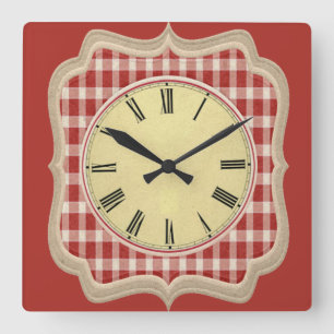Retro kitchen square wall clock