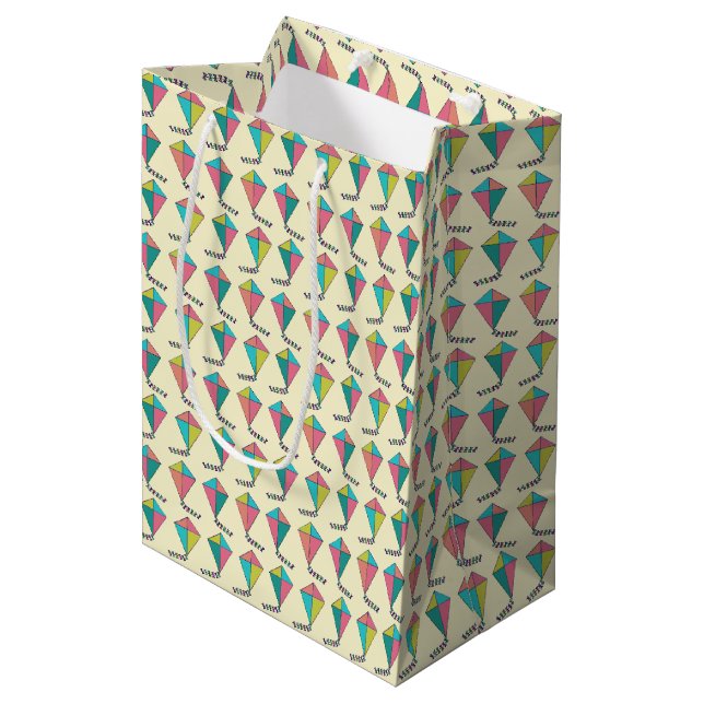 Retro Kite Pattern Medium Gift Bag (Front Angled)