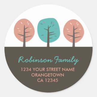 Retro Kitsch Trees Return Address Stickers