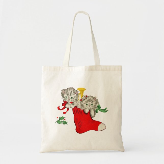 Retro Kittens for Christmas Tote Bag (Front)