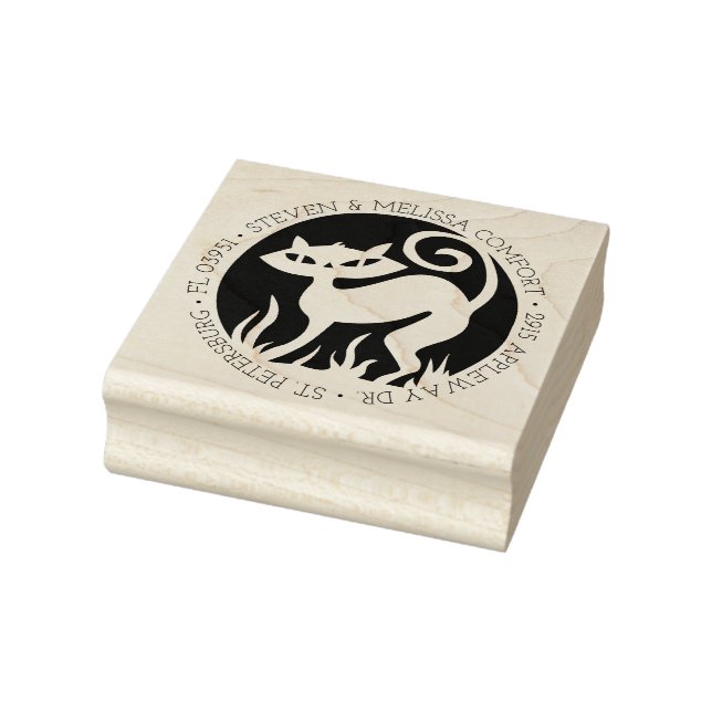 Retro Kitty Return Address Art Stamp (Stamp)