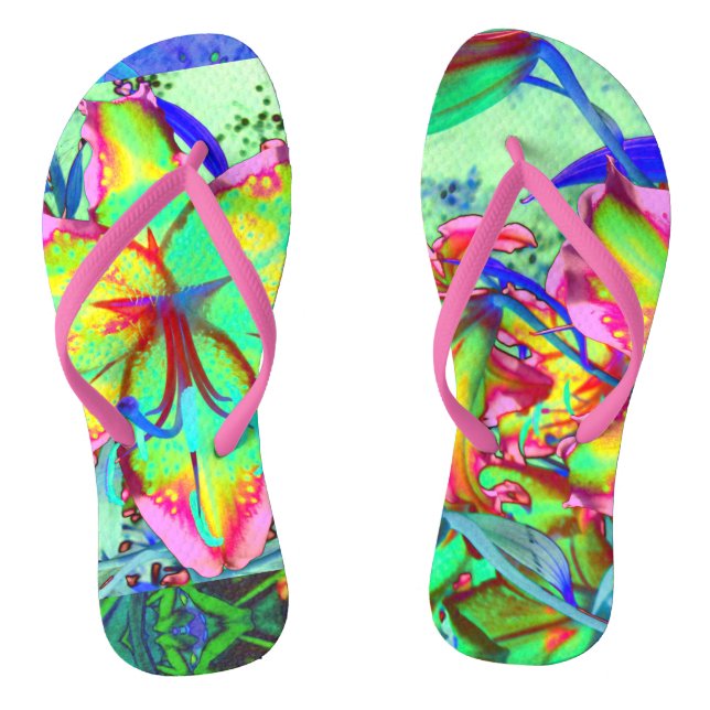 Retro kiwi lime tropical lily mouse pad tank top flip flops (Footbed)