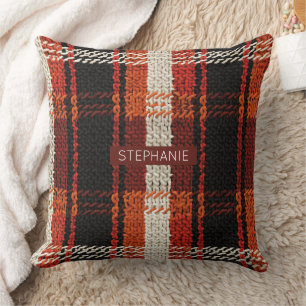 Retro Knit Patchwork - Cozy Autumn Boho Decor (2) Throw Pillow
