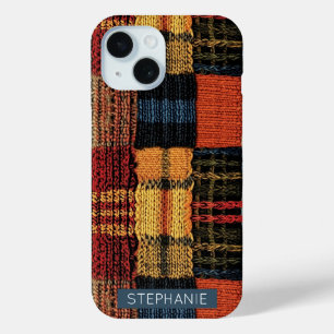 Retro Knit Patchwork - Cozy Autumn Boho Vintage iPhone 15 Case