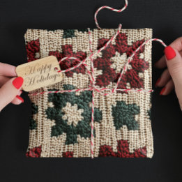 Retro Knitted Red Green Christmas Sweater Weather Wrapping Paper