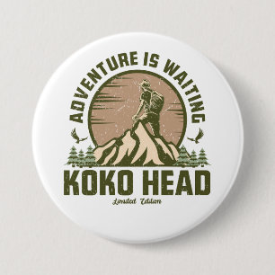 Retro Koko Head Hike 3 Inch Round Button