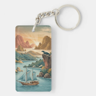 Retro Komodo Island Indonesia Keychain