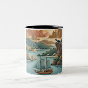 Retro Komodo Island Indonesia Two-Tone Coffee Mug